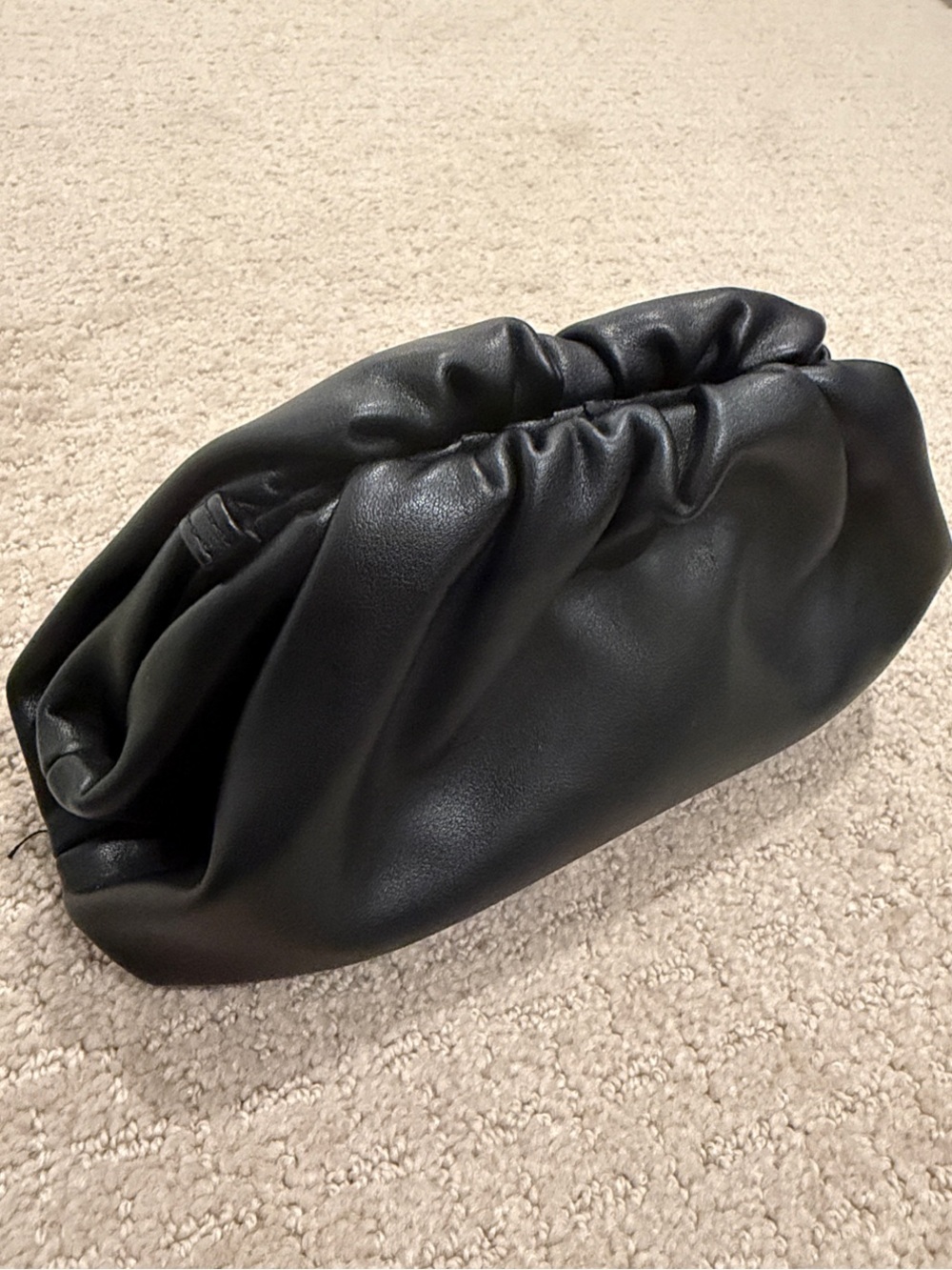 Small Black Soft Pouch Clutch Bag